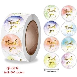 I Inch 500PCS Custom Thank You Label Sticker Roll